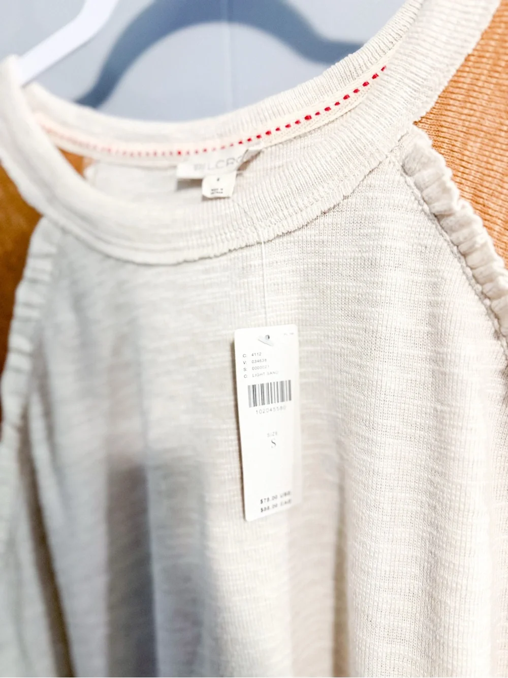 NWT Anthropologie Pilcro Ruffled Raglan Thermal Top